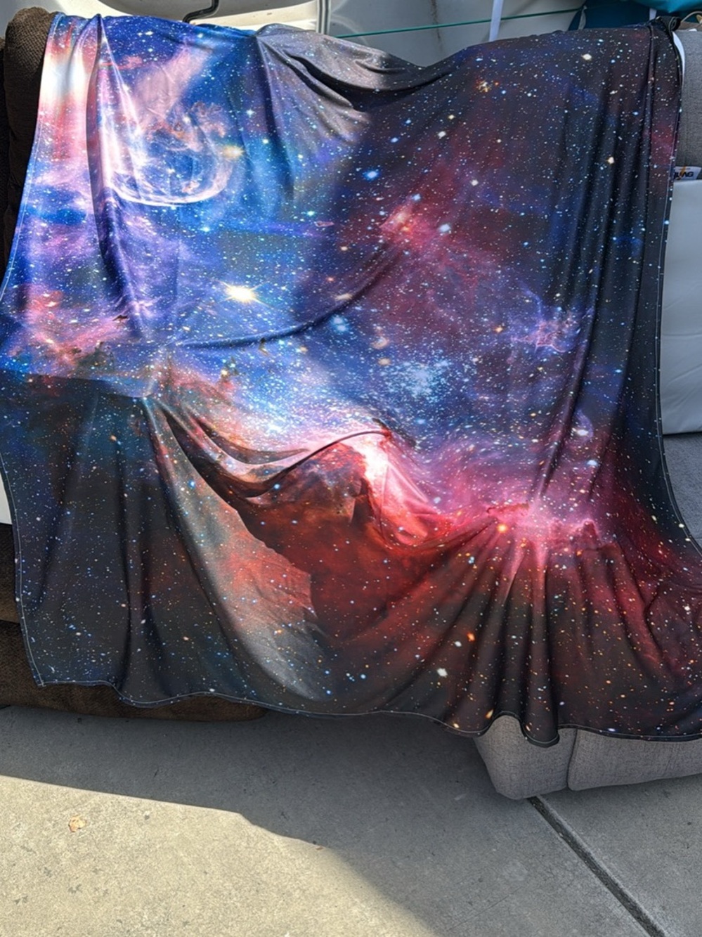 Galaxy Print Tapestry - Cosmic Blue & Red